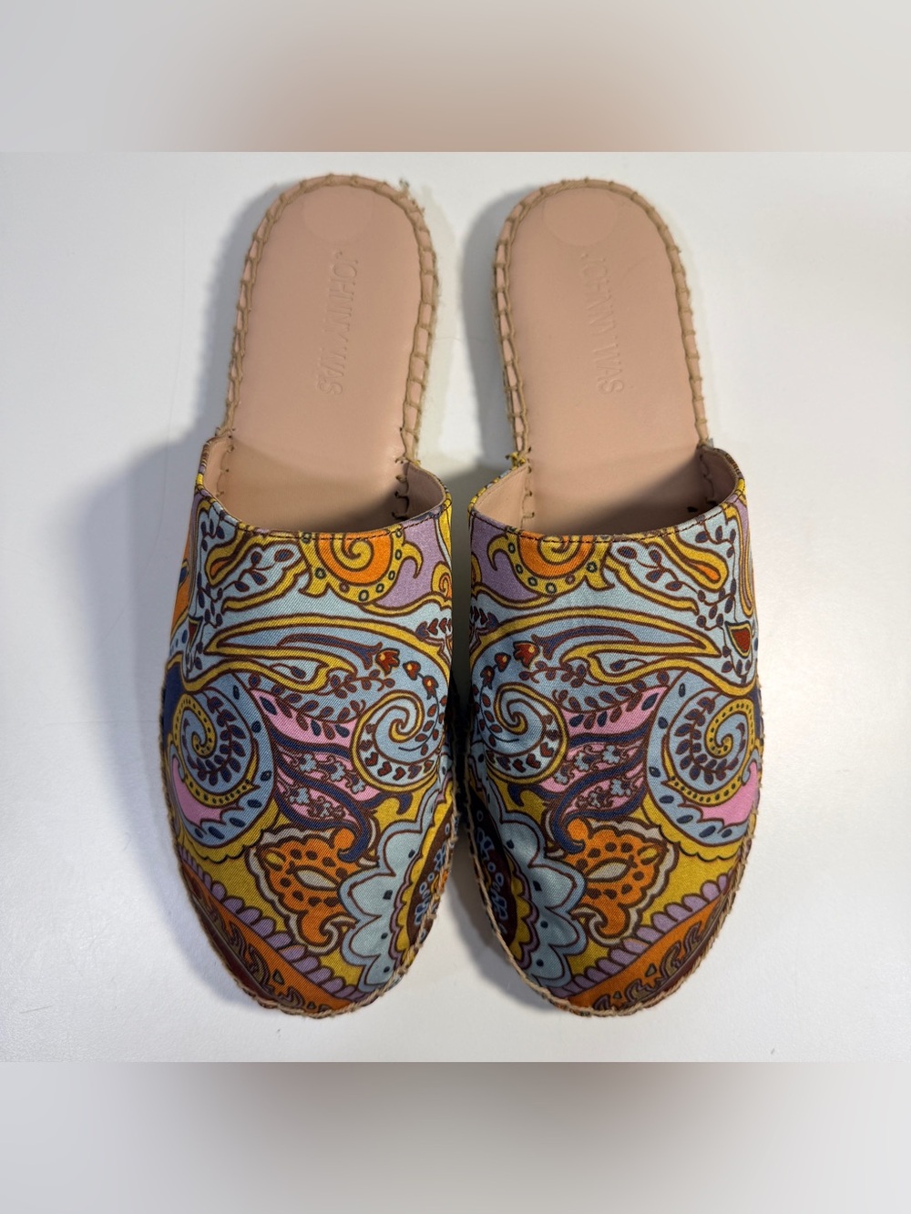 Johnny Was Sandalwood Mule Espadrille Slides Paisley Print Women's Size US 10M